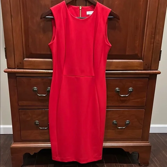 Elegant Red Sleeveless Dress - Picture 2 of 4